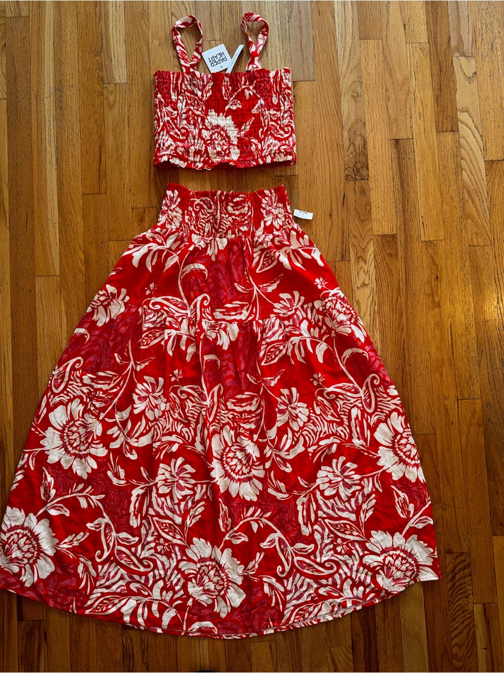 NWT Anthropologie Paper Heart Red Floral two piece Maxi set - Picture 11 of 13